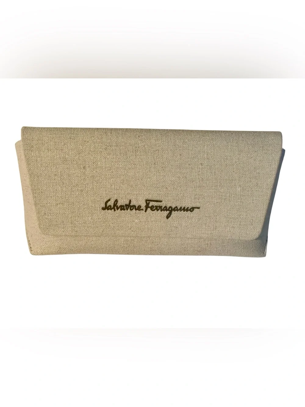 Authentic Salvatore Ferragamo Eyewear Sunglasses Case Cream Beige Tan Canvas